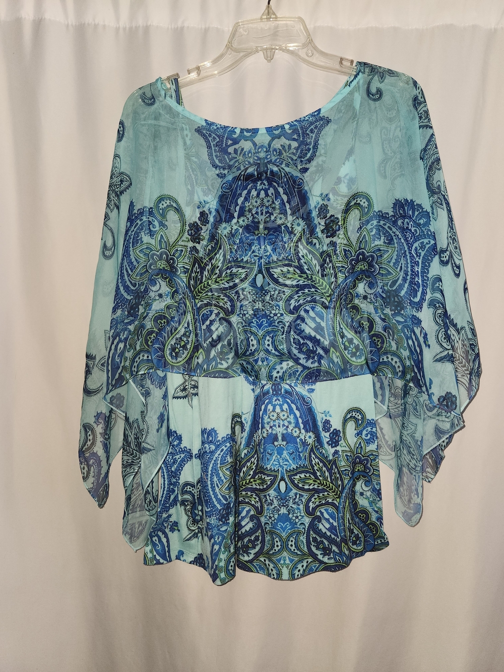 Sheer Blue Paisley Overlay Blouse #vintage #bohemian #whimsical #tomantic #party